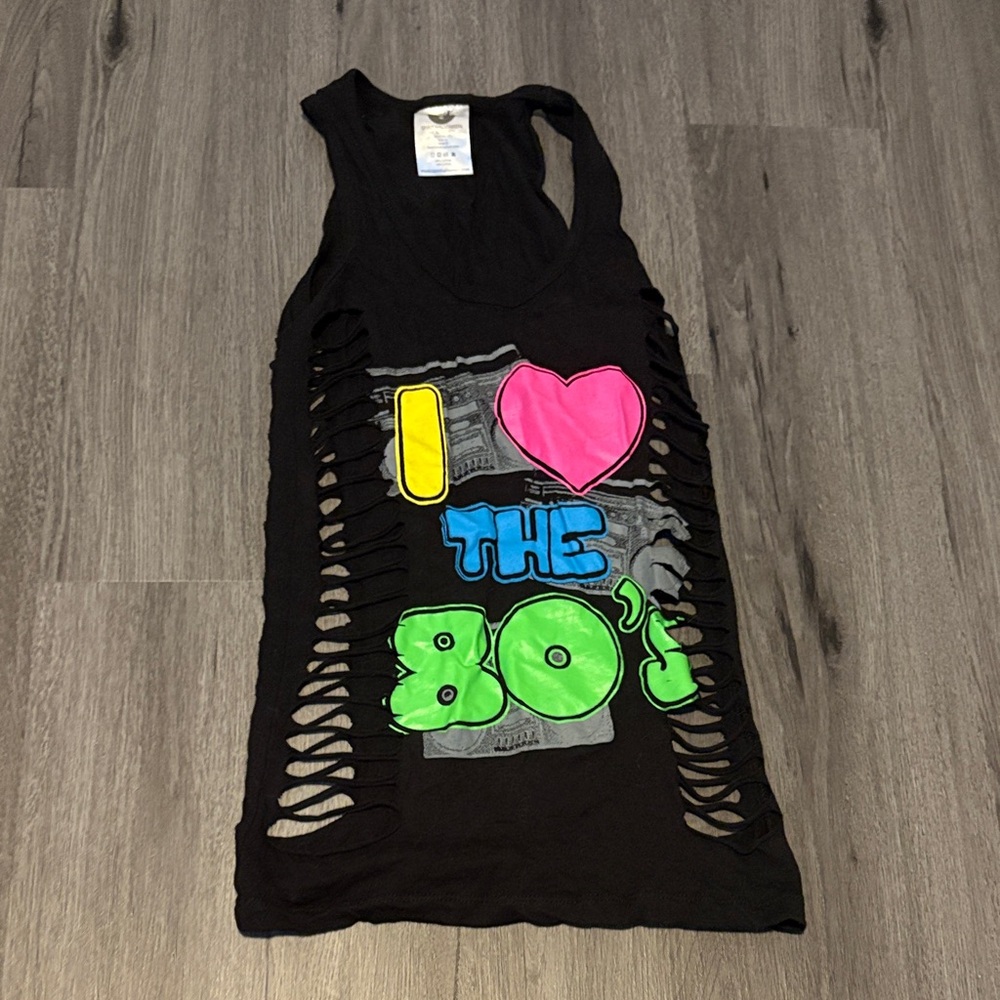 Spirit Black Tank Top with Vibrant 80's Theme